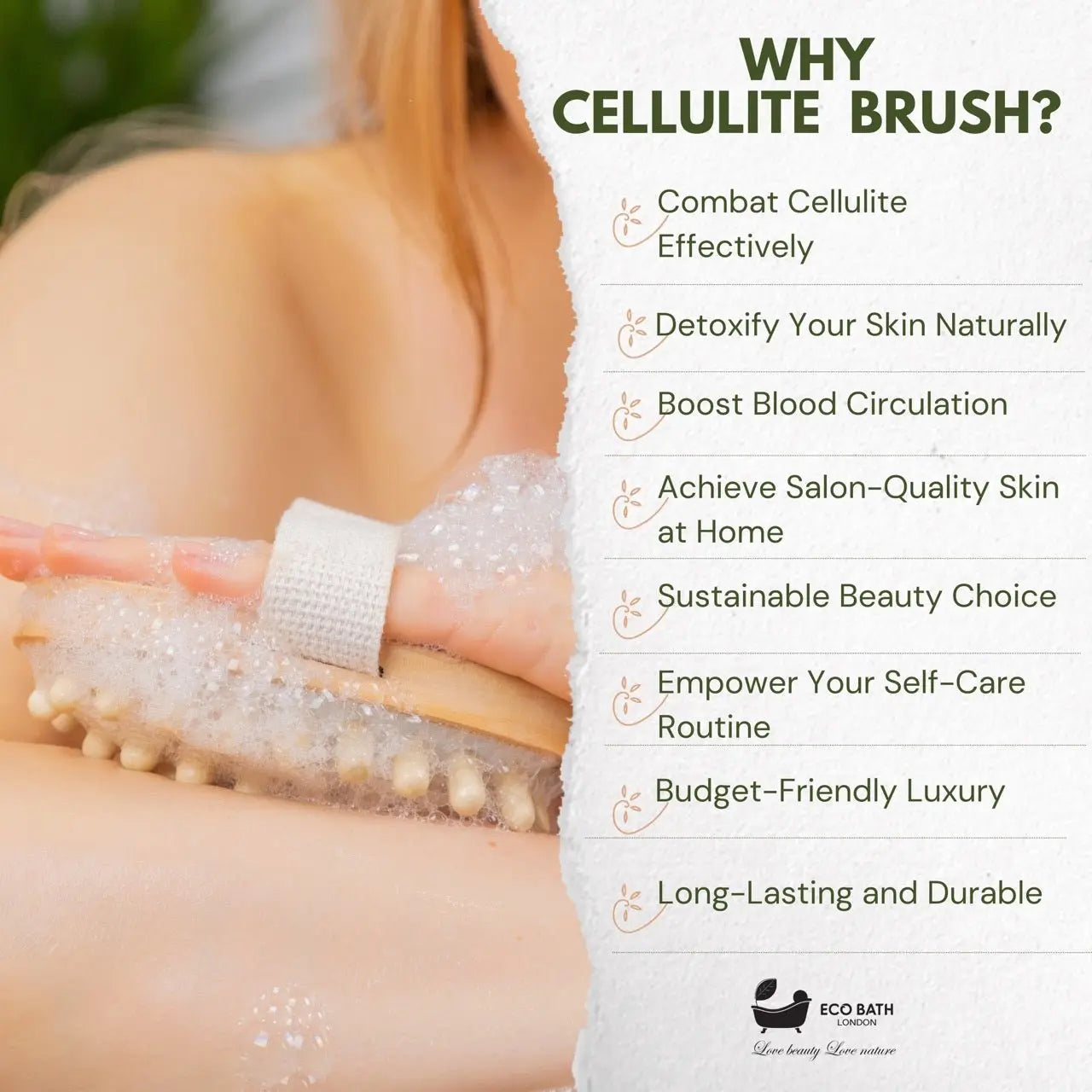 Cellulite Hand Brush - Effective Cellulite Remover and Massager for Smooth, Toned Skin Eco Bath London