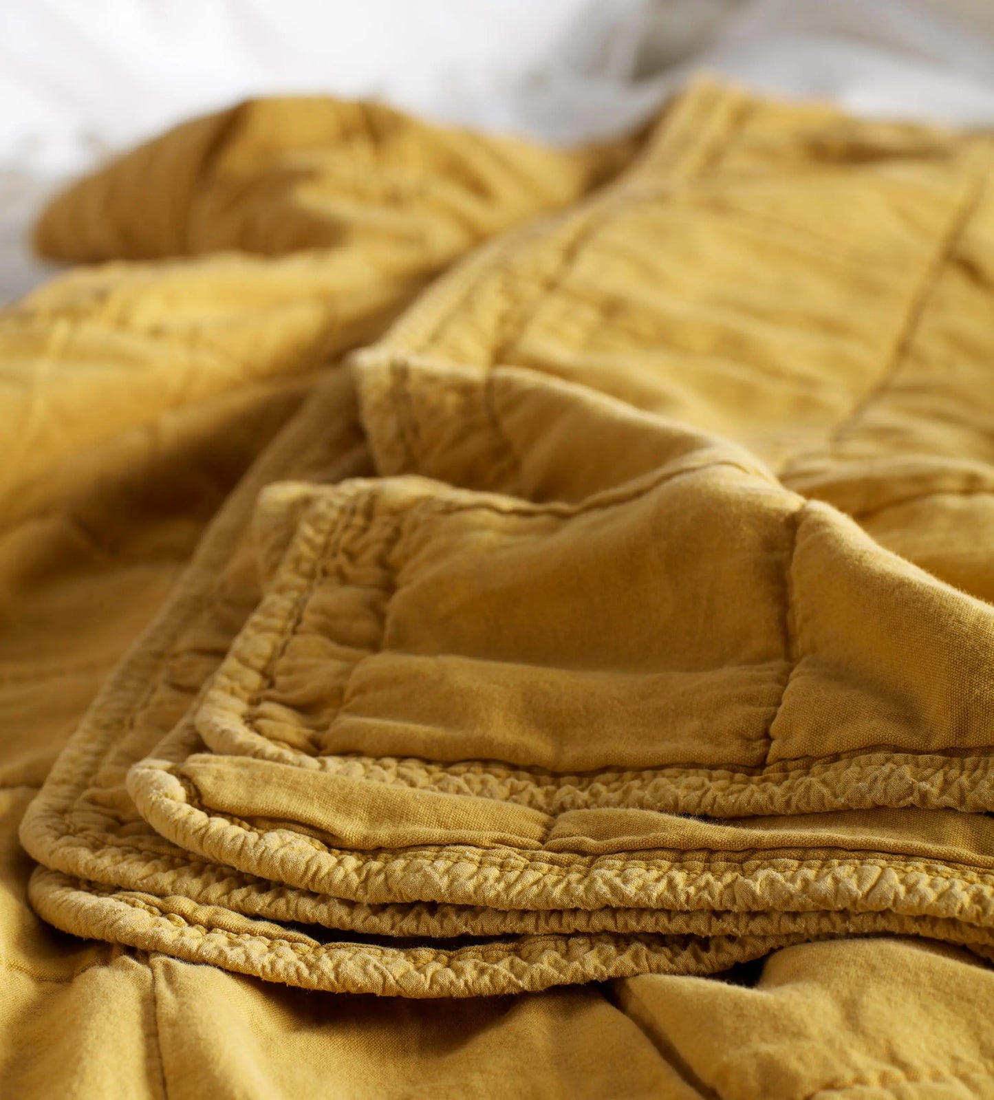 Chartreuse Finn 100% Cotton Quilted Throw The Secret Linen Store