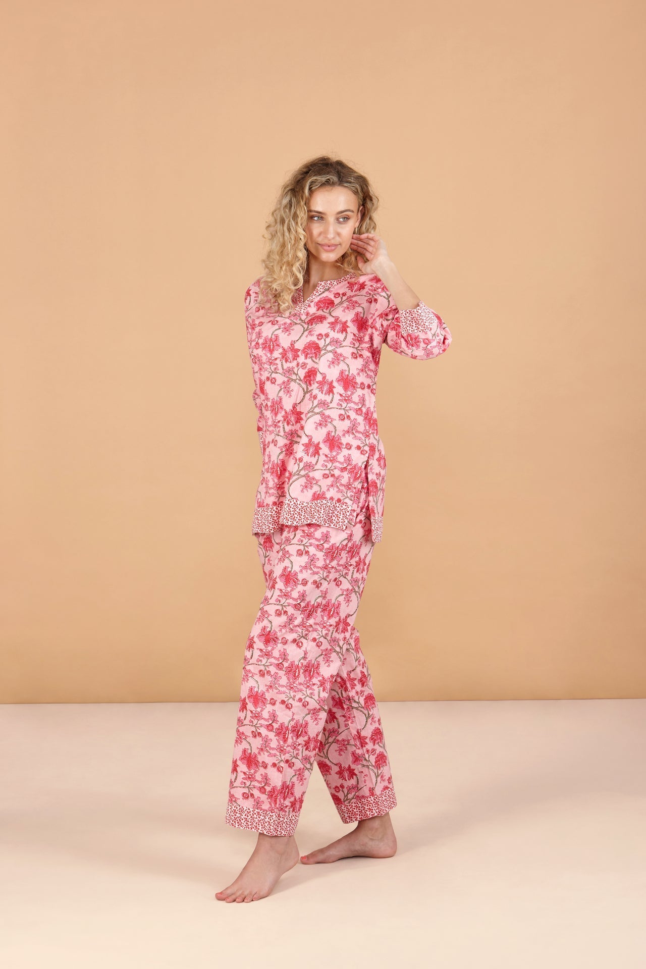 Cherry Blossom Women's Floral Cotton Pyjama Trouser Set inara