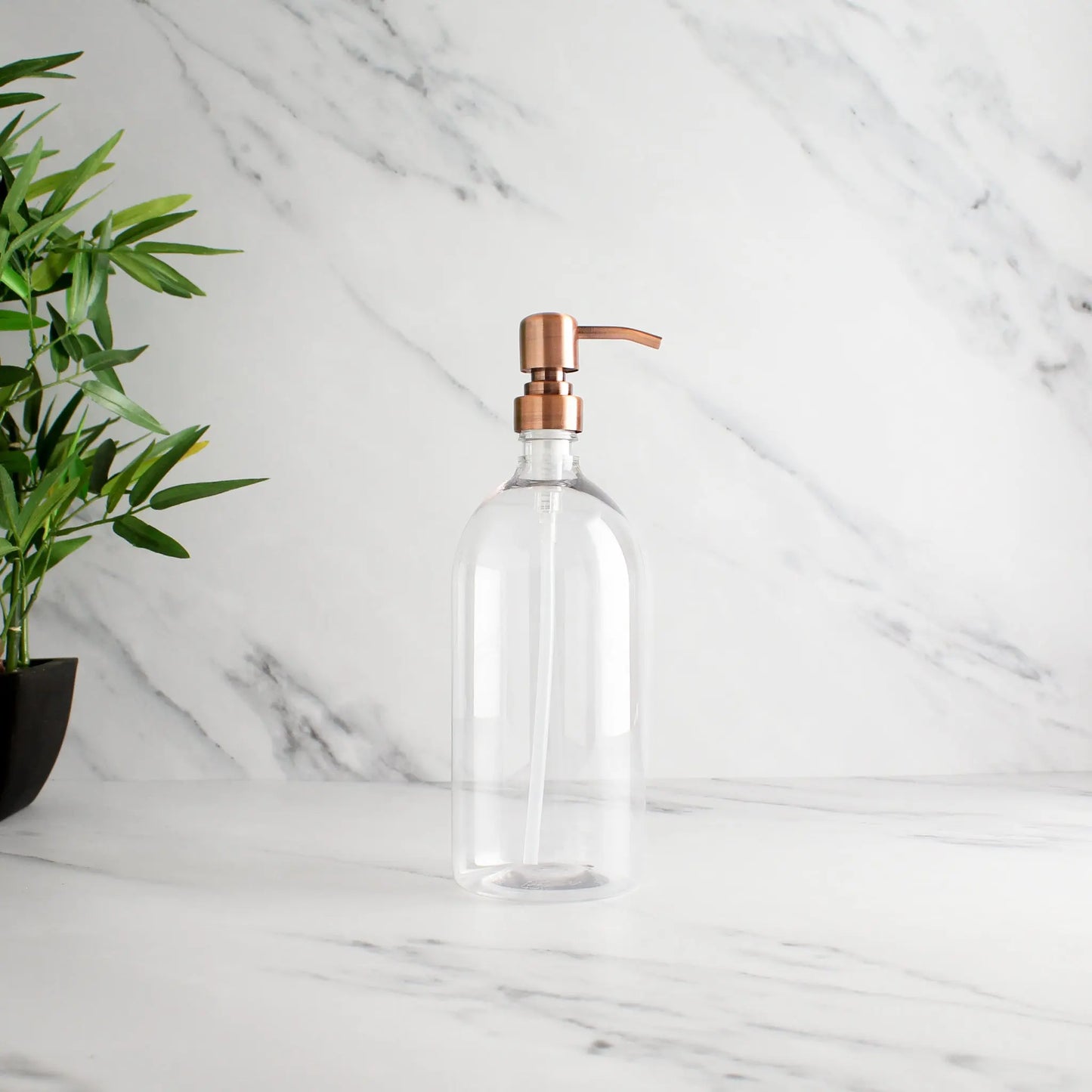 Clear Plastic Dispenser Bottle With Rose Gold Pump Namie Home
