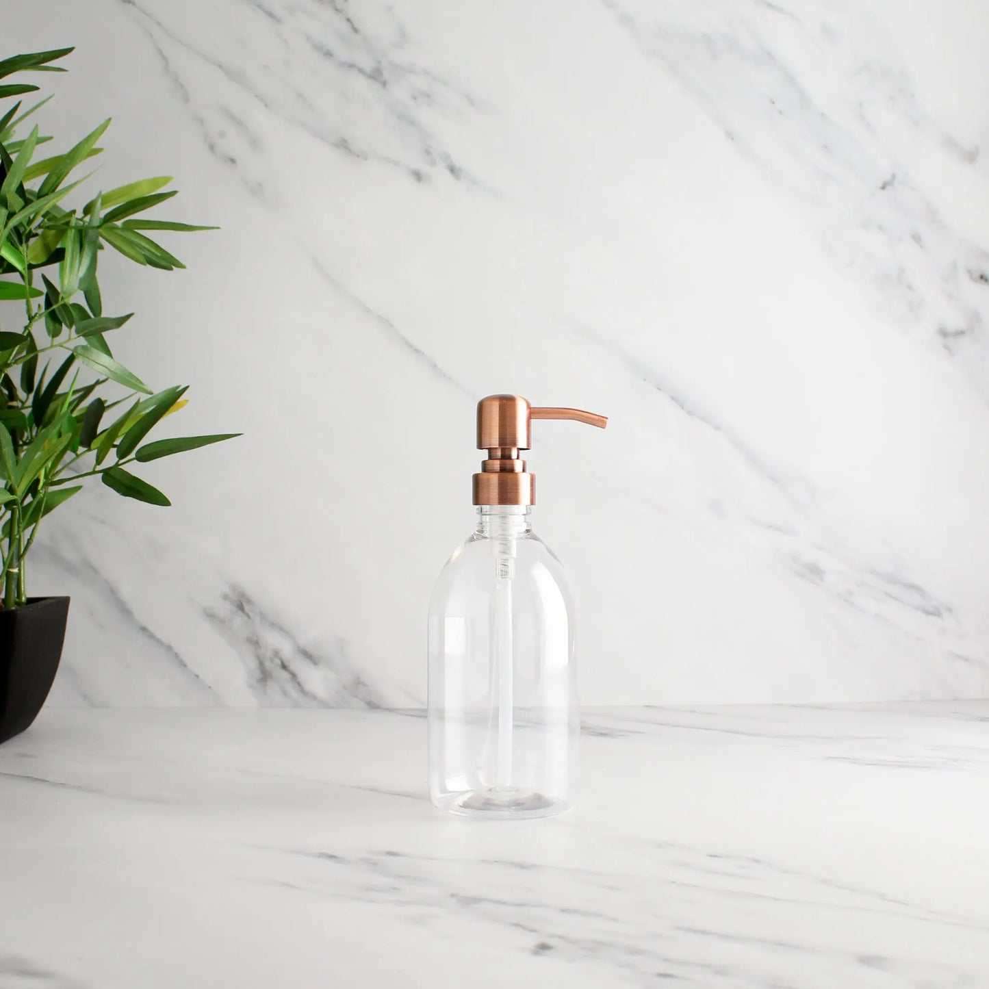 Clear Plastic Dispenser Bottle With Rose Gold Pump Namie Home