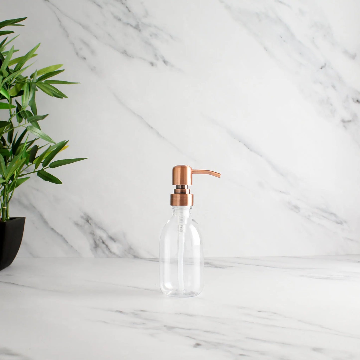 Clear Plastic Dispenser Bottle With Rose Gold Pump Namie Home