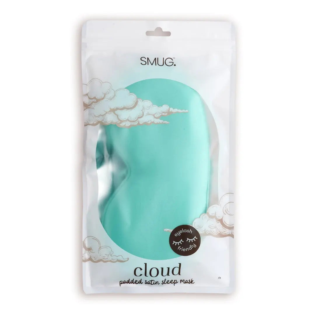 Cloud Padded Satin Sleep Mask - Aqua Print SMUG
