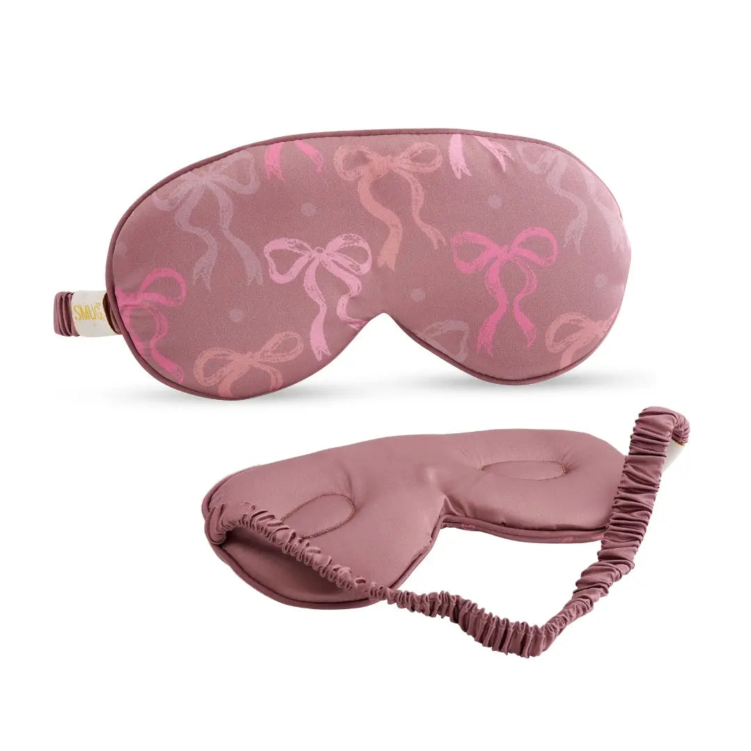 Cloud Padded Satin Sleep Mask - Mocha Bows Print SMUG