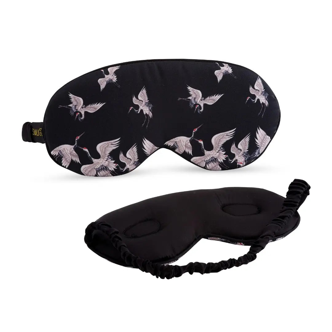 Cloud Padded Satin Sleep Mask - Moonlit Cranes Print SMUG