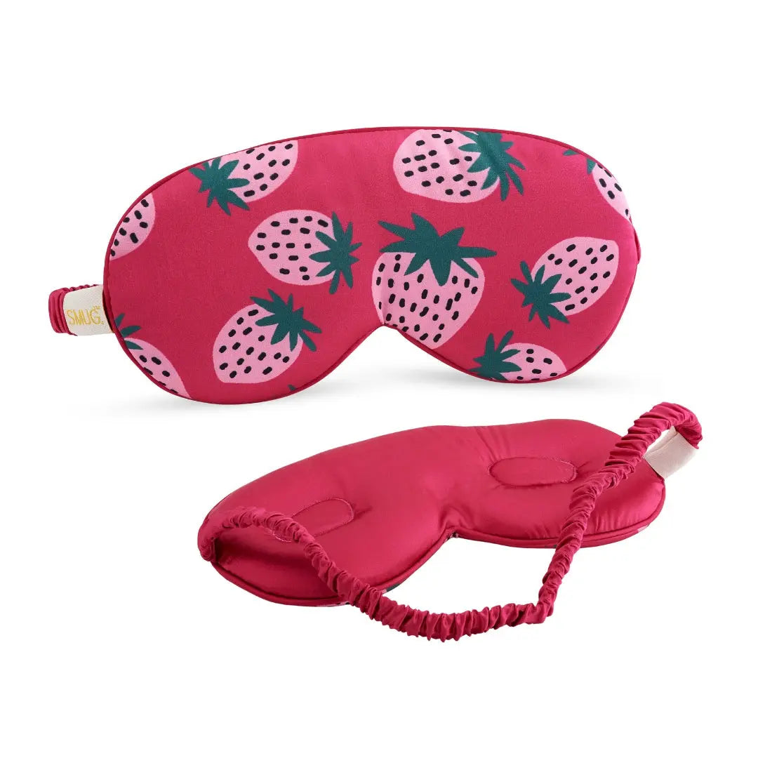 Cloud Padded Satin Sleep Mask - Strawberry Dreams Print SMUG