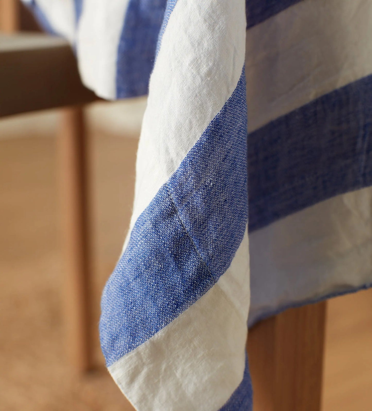 Cobalt Cora 100% Linen Tablecloth The Secret Linen Store