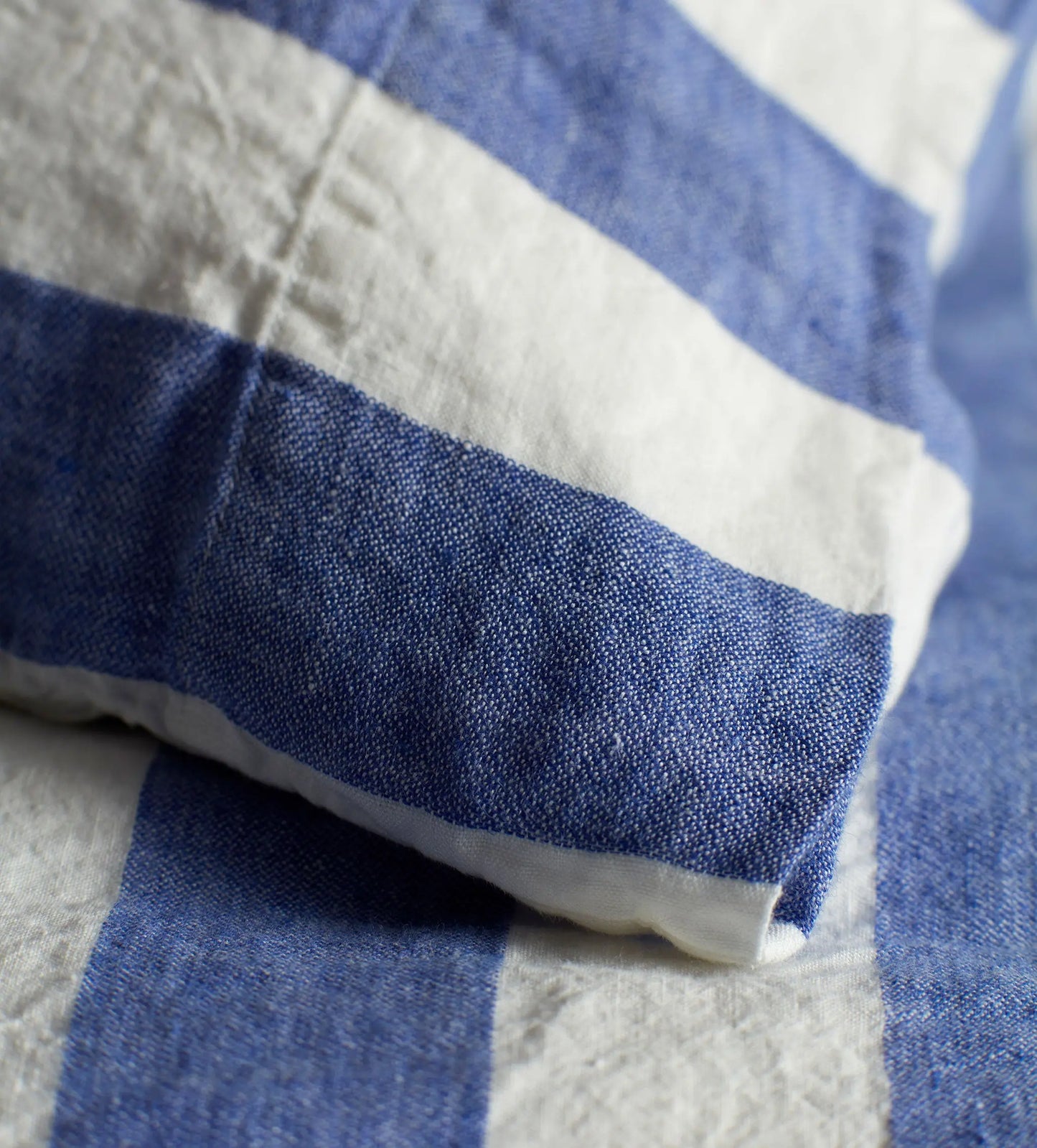 Cobalt Cora Stripe 100% Linen Duvet Cover The Secret Linen Store