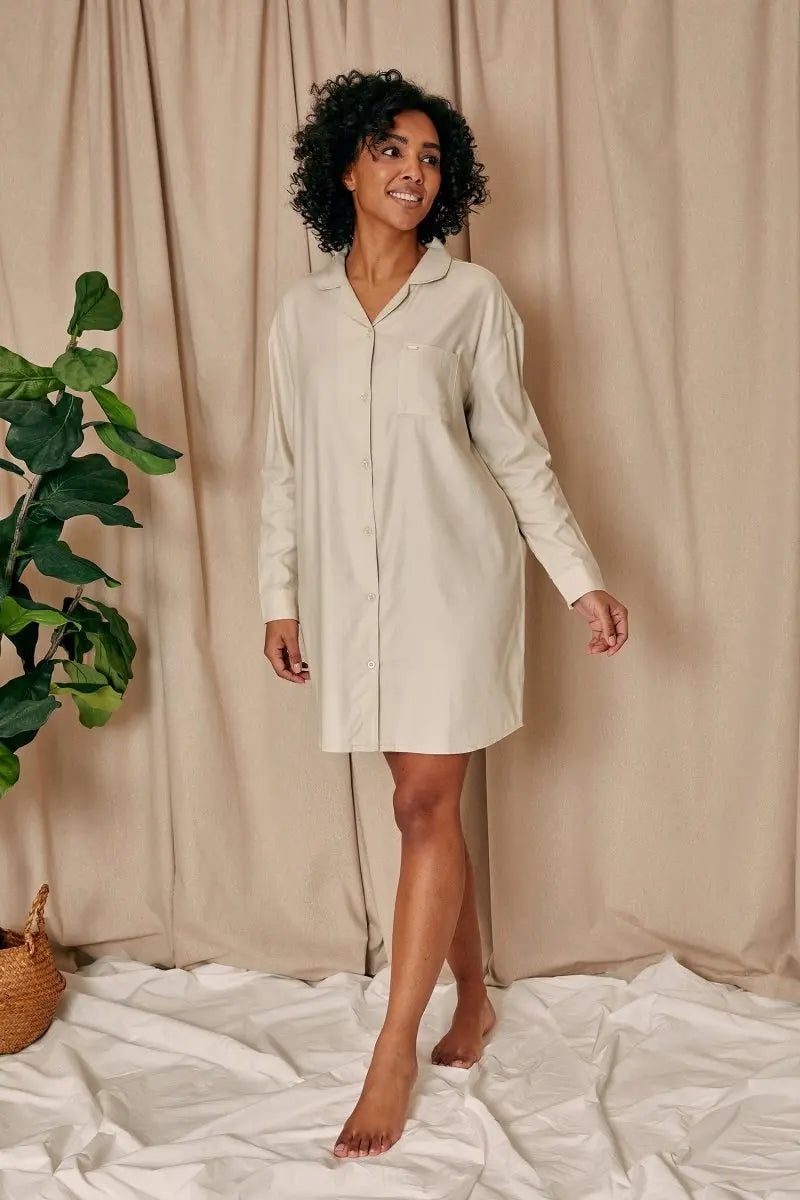 Cotton Modal Relaxed Nightshirt in Natural Pretty You London