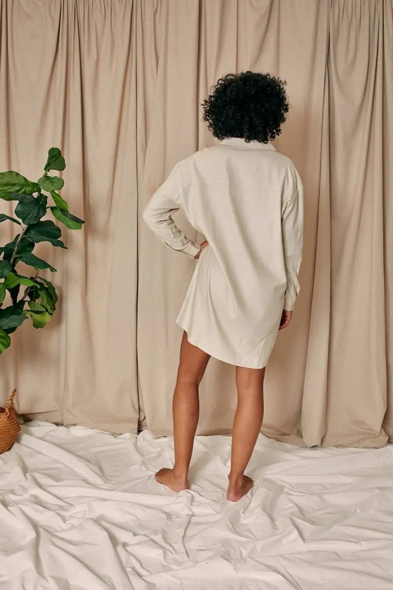 Cotton Modal Relaxed Nightshirt in Natural Pretty You London