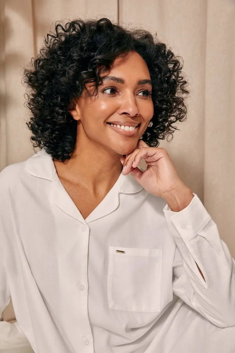 Cotton Modal Relaxed Nightshirt in White Pretty You London