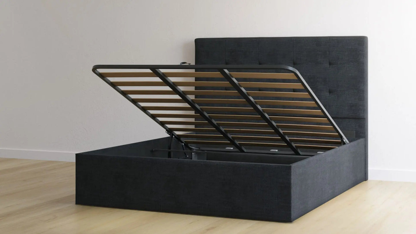 Dark Grey Ottoman Bed Emma