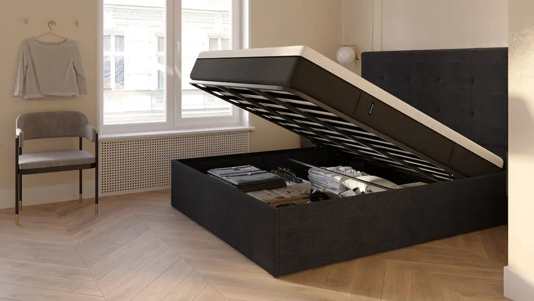 Dark Grey Ottoman Bed Emma