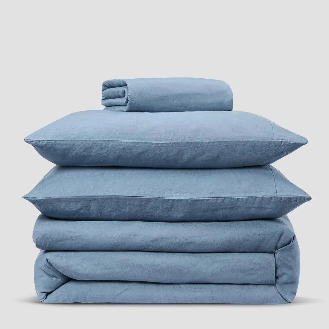 Dusk Blue Linen & Cotton Pillowcases (Pair) Piglet