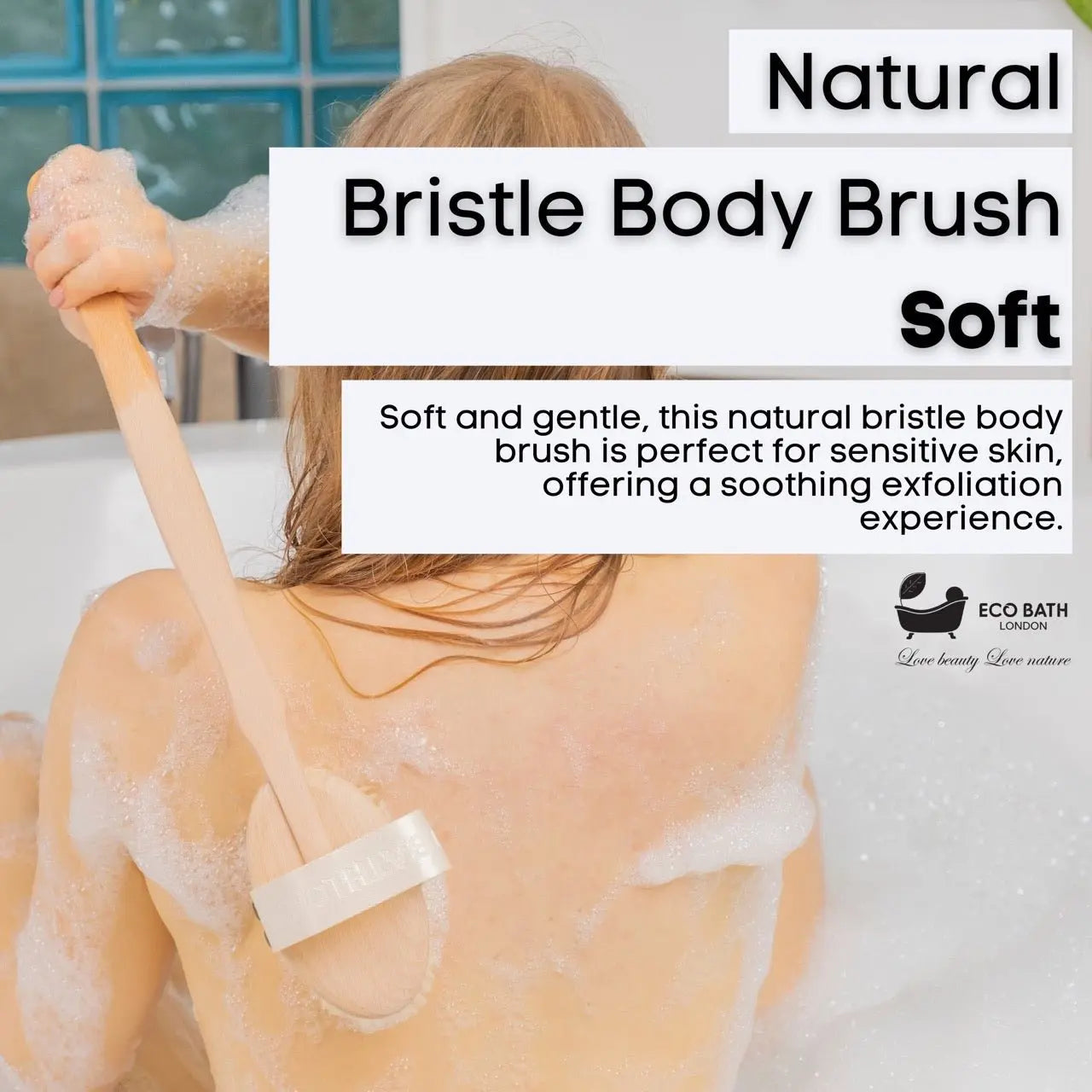 Eco Bath Natural Bristle Body Brush Detachable with Soft Bristles Eco Bath London