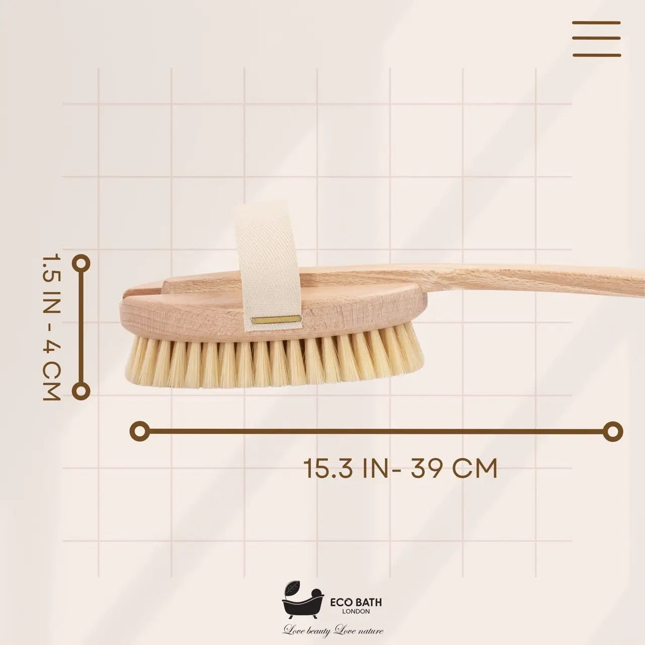 Eco Bath Natural Bristle Body Brush Detachable with Soft Bristles Eco Bath London