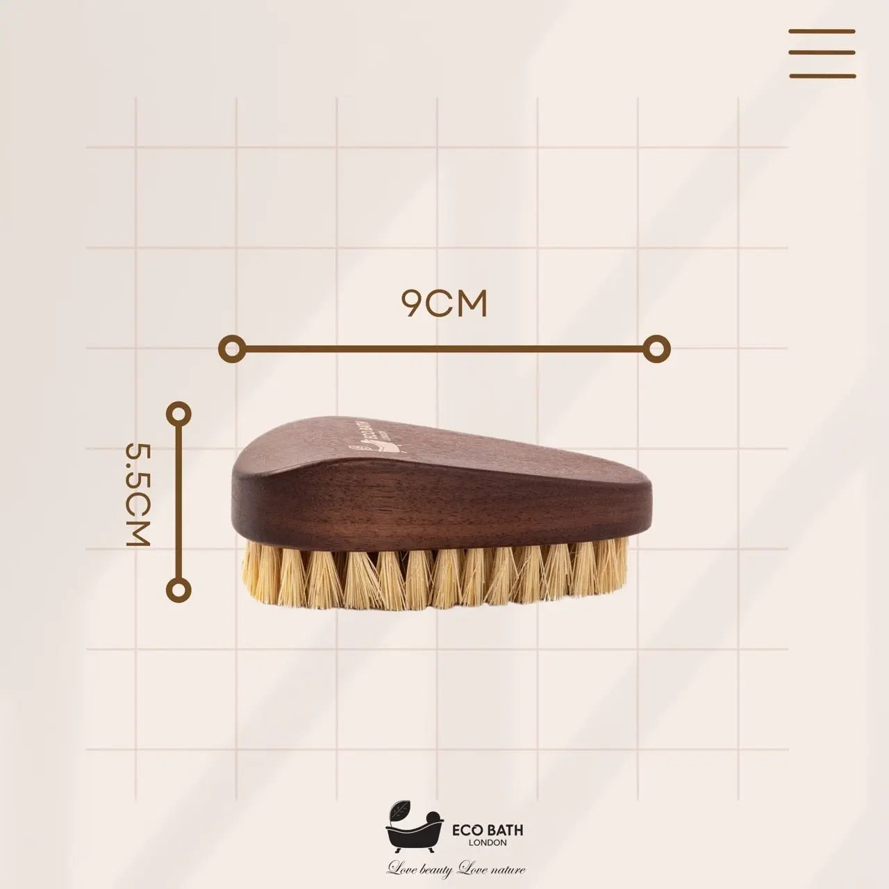 Eco Bath Natural Sisal Walnut Wood Nail Brush - Luxurious Design Eco Bath London