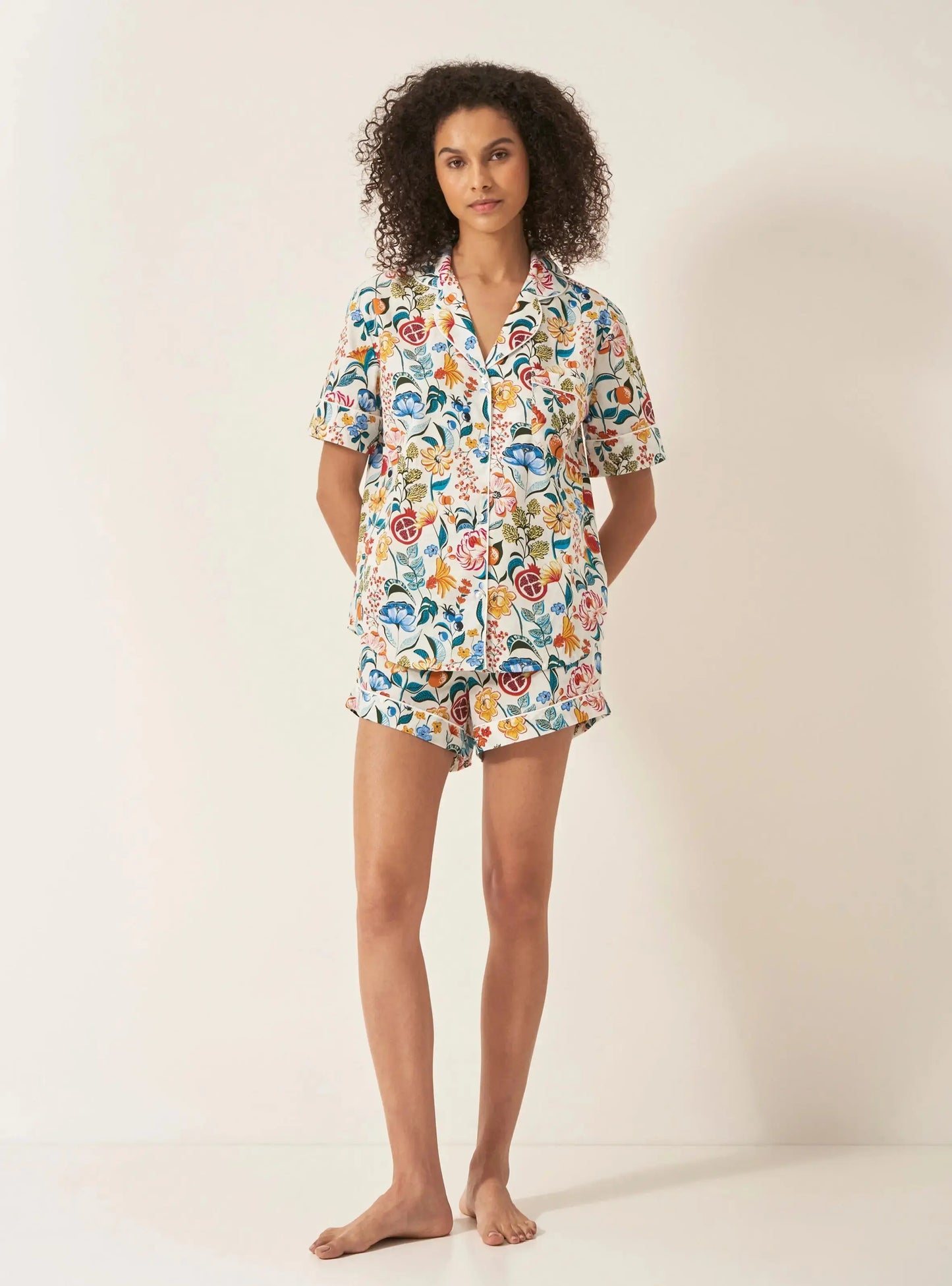 Florals Women's Short Sleeve Organic Cotton Pyjama Short Set Myza