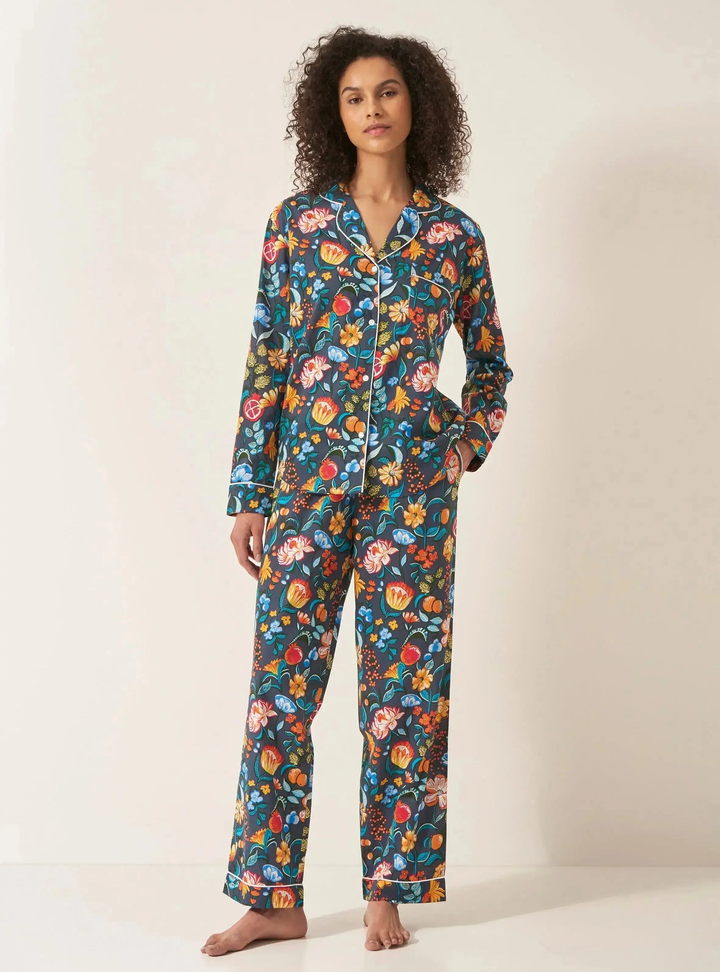 Florals Women's Long Sleeve Organic Cotton Pyjama Trouser Set Myza