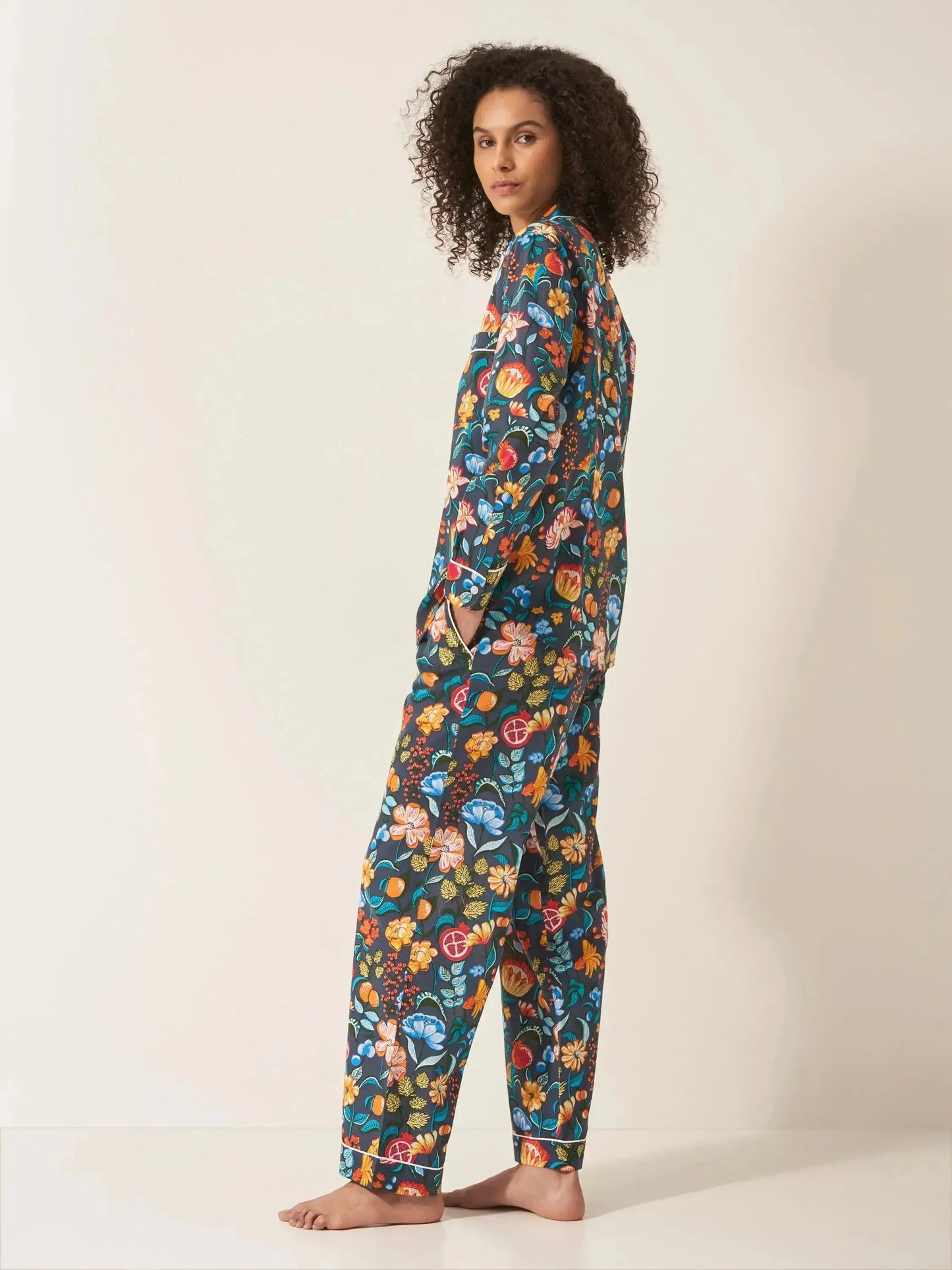 Florals Women's Long Sleeve Organic Cotton Pyjama Trouser Set Myza