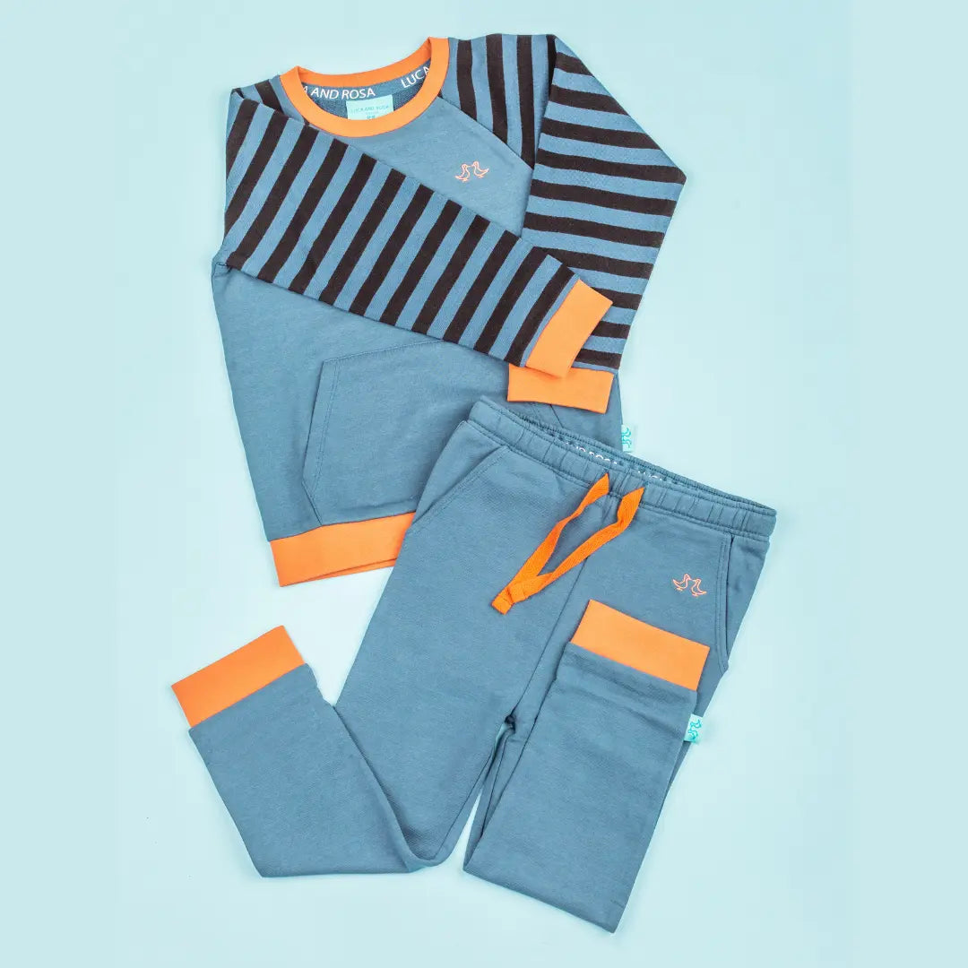 Forest Green Striped Boys Lounge Set Luca and Rosa