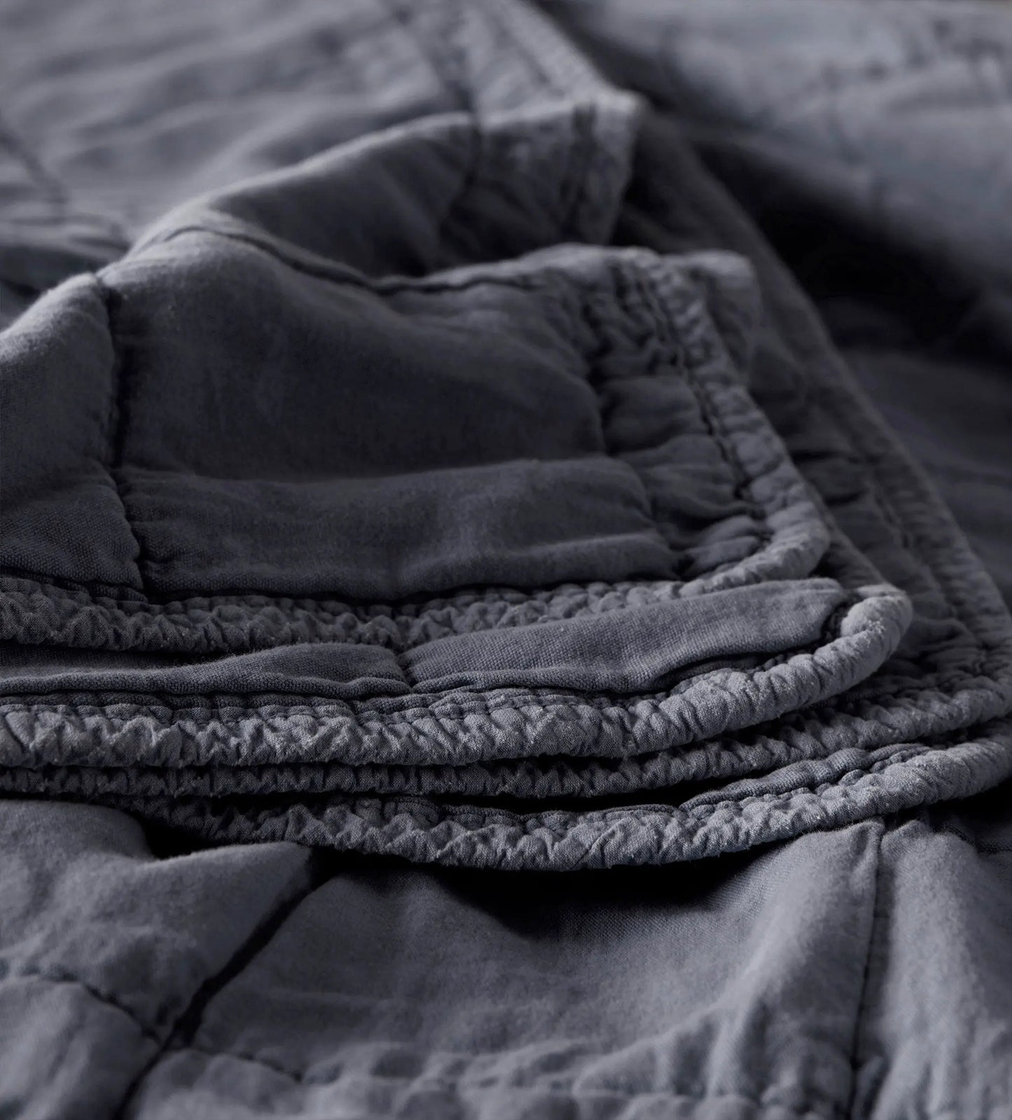 French Blue Finn 100% Cotton Quilted Throw The Secret Linen Store