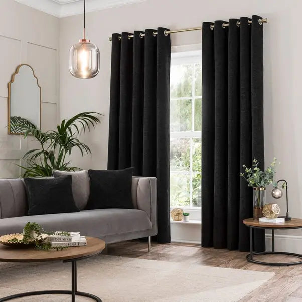 Genoa Chenille Blackout Eyelet Curtains Dunelm