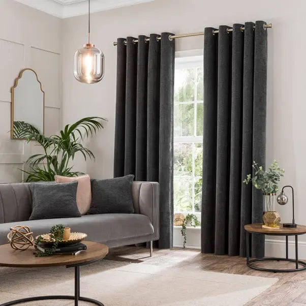Genoa Chenille Blackout Eyelet Curtains Dunelm