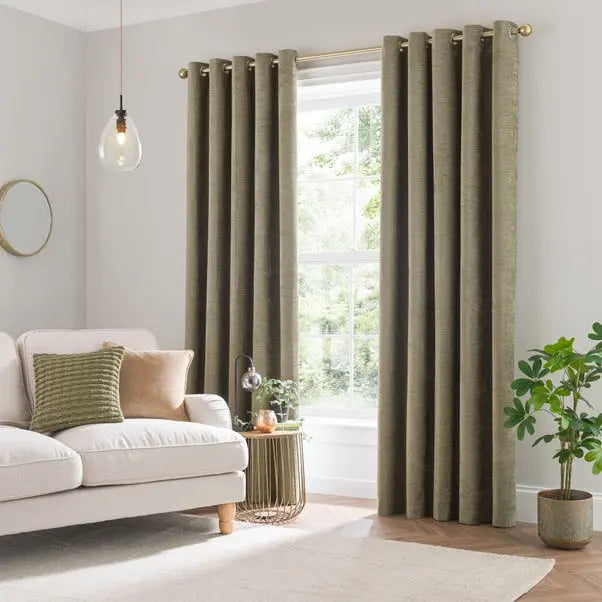 Genoa Chenille Blackout Eyelet Curtains Dunelm