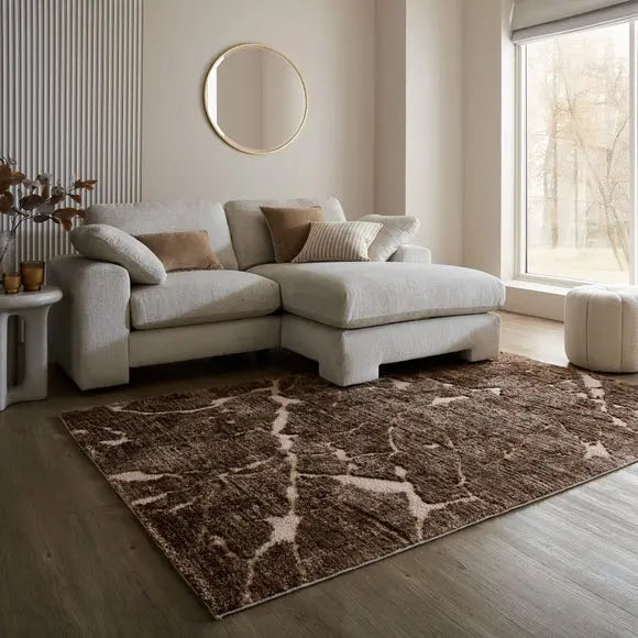 Glacier Luxury Marble Shaggy Rug Dunelm