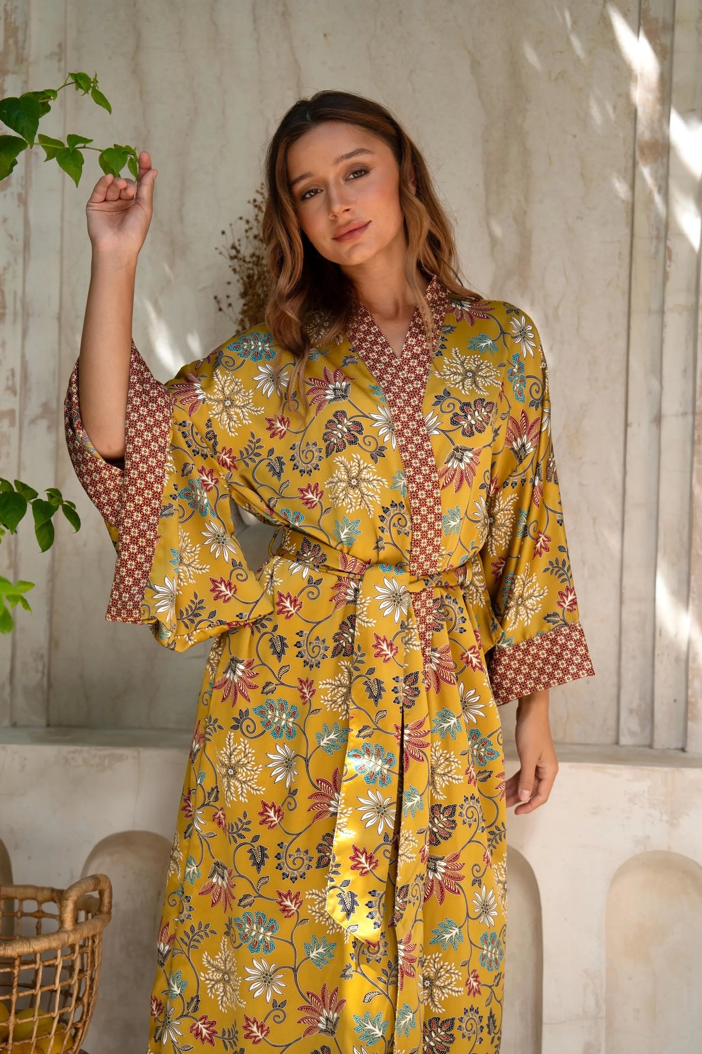 Gold Silk Satin Goddess Kimono Robe SUKARA