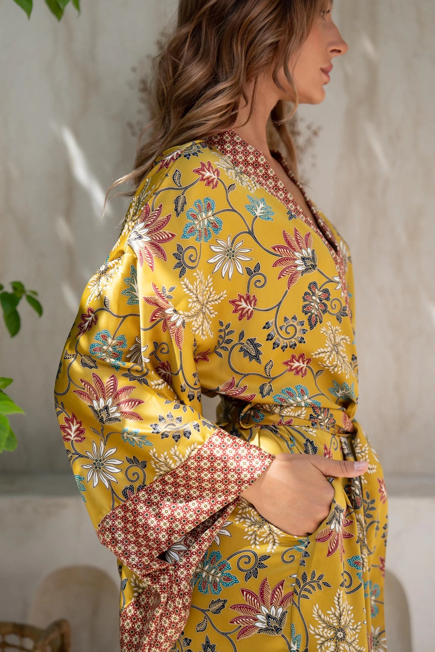 Gold Silk Satin Goddess Kimono Robe SUKARA