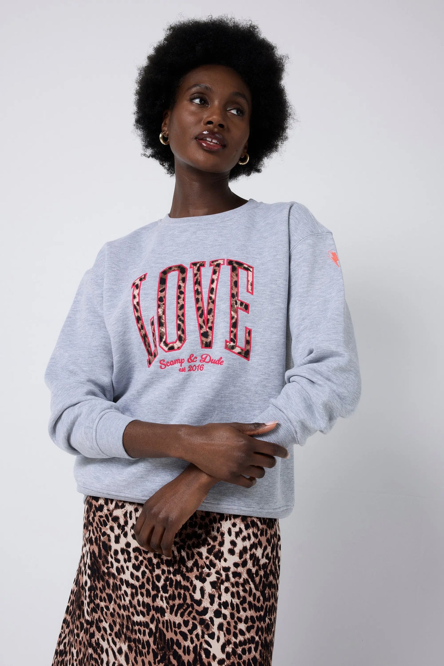 Grey Love Cheetah Oversized Sweatshirt Scamp & Dude