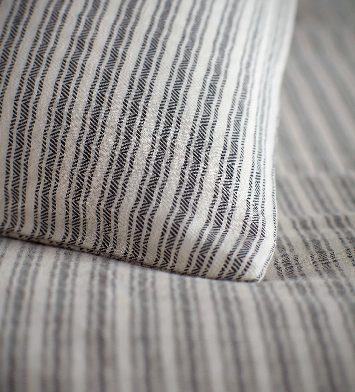 Grey Ticking Stripe Cotton Linen Duvet Cover The Secret Linen Store