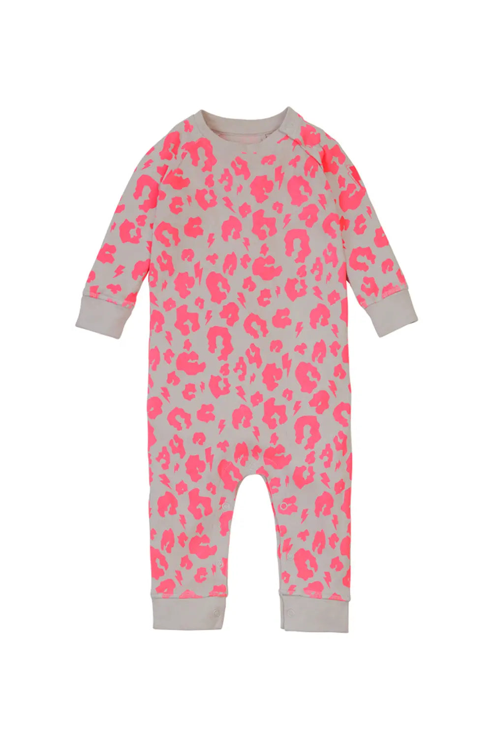 Grey with Neon Coral Leopard Romper Scamp & Dude
