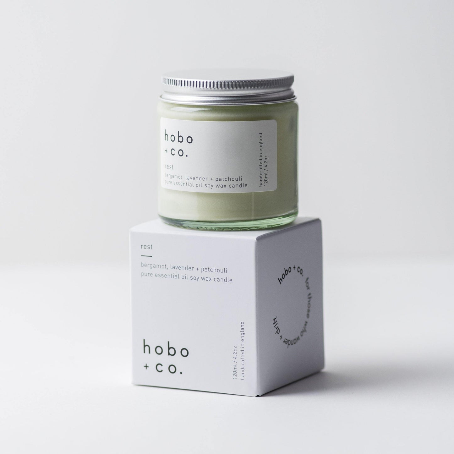 Rest Small Aromatherapy Essential Oil Scented Soy Candle hobo + co.