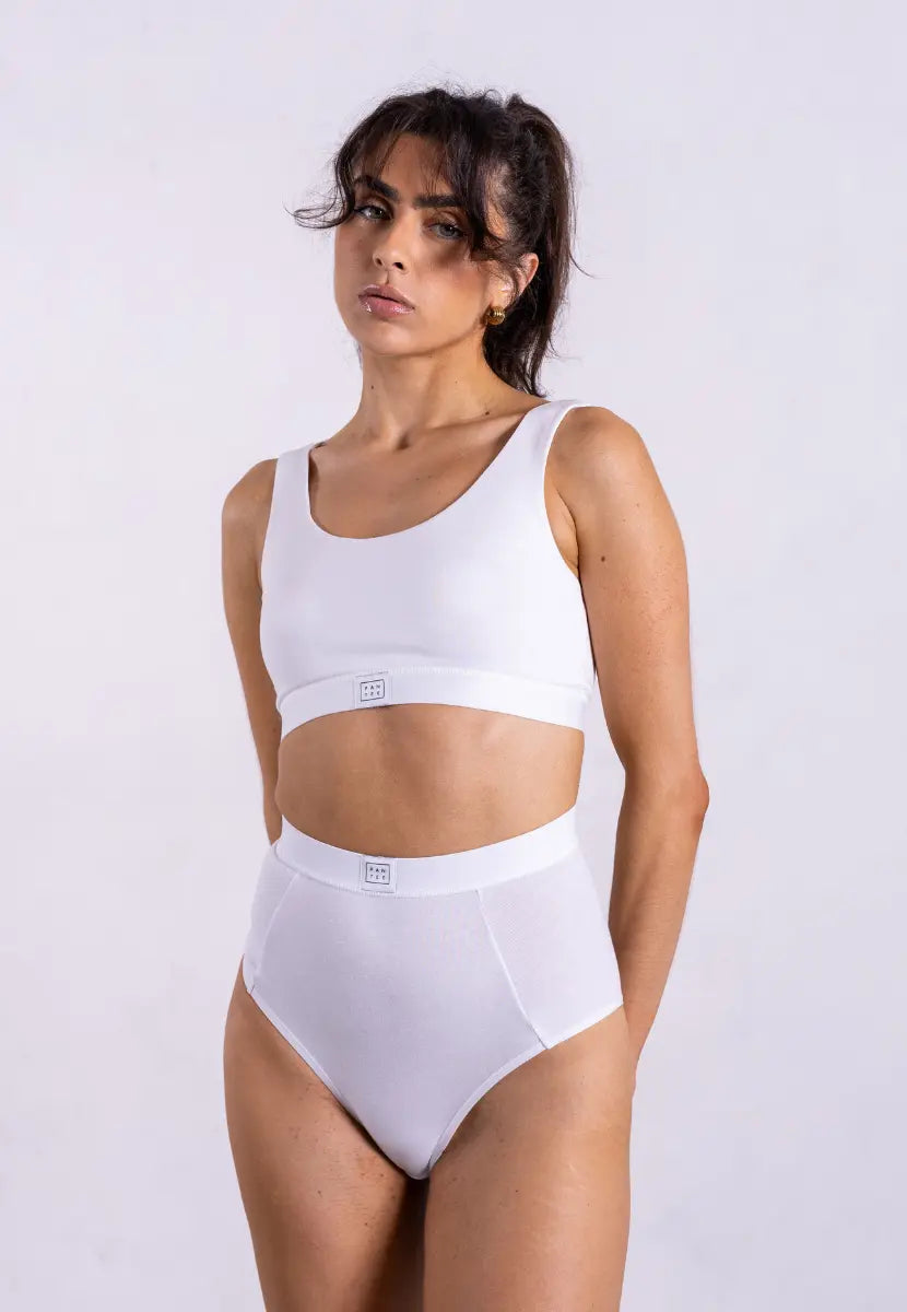 High Waisted Briefs, White Pantee