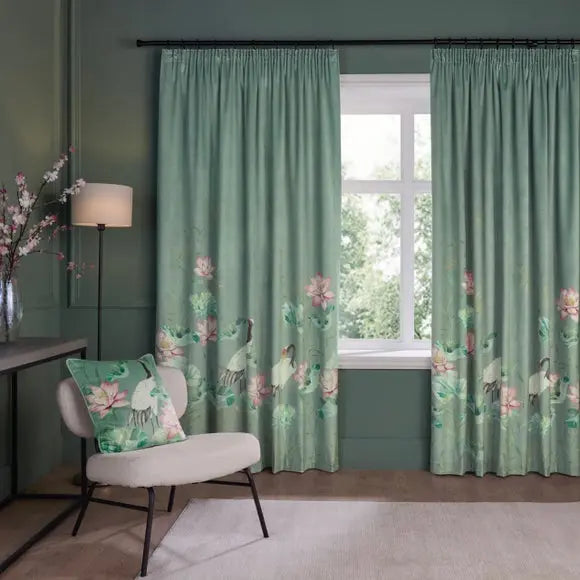 Holly Willoughby Lotus Garden Pencil Pleat Curtains Dunelm