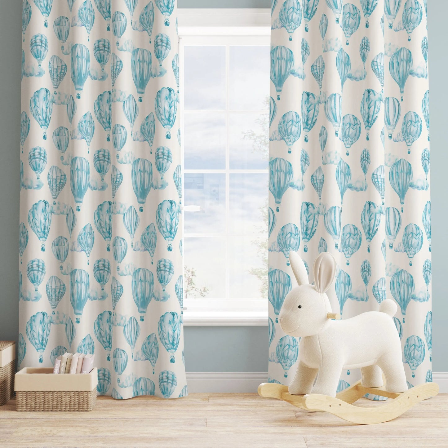 Hot Air Balloons - Children's Cotton Curtain Fabric Katie Hipwell Design