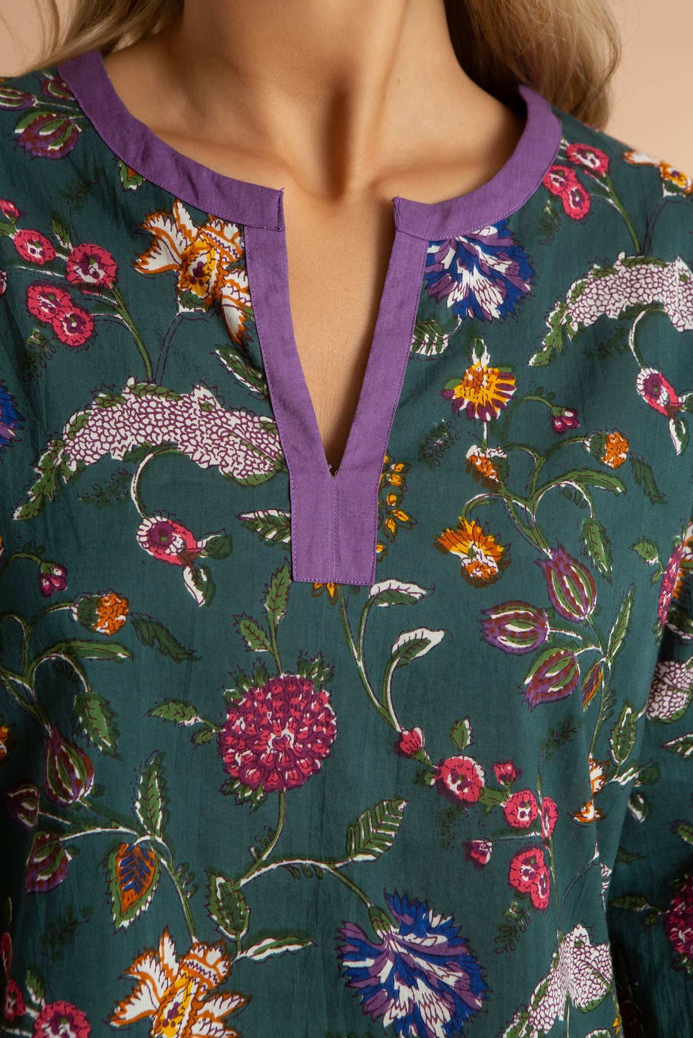 Lavender Fields Women's Floral Cotton Pyjama Trouser Set inara
