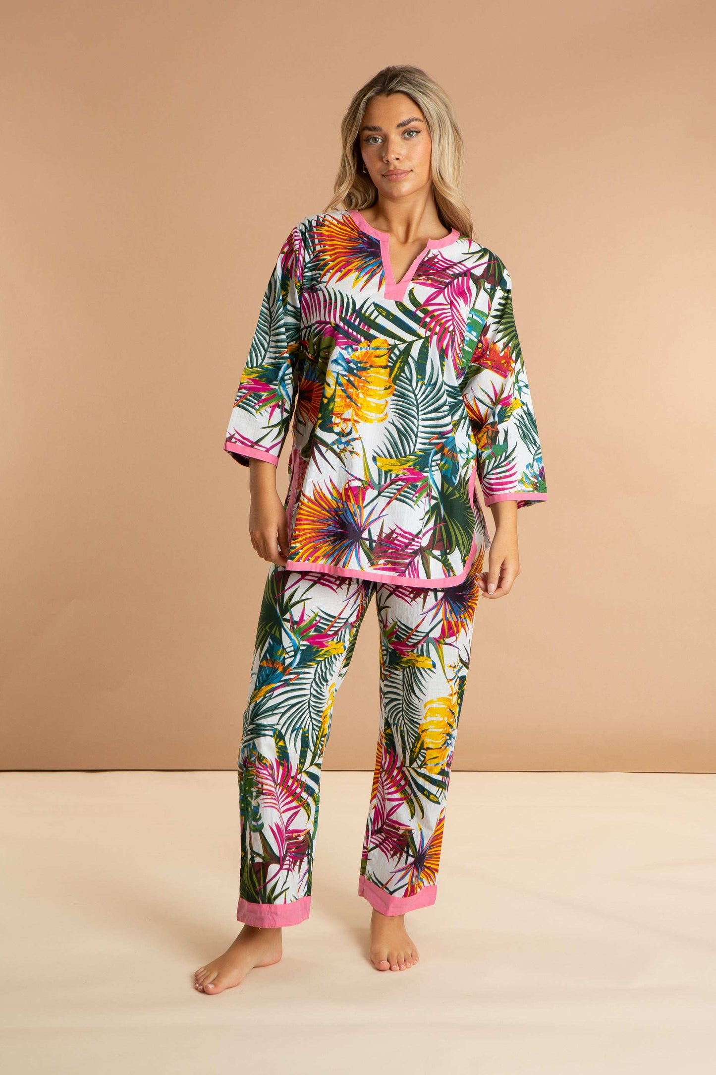Bora Bora Women's Floral Cotton Pyjama Trouser Set inara