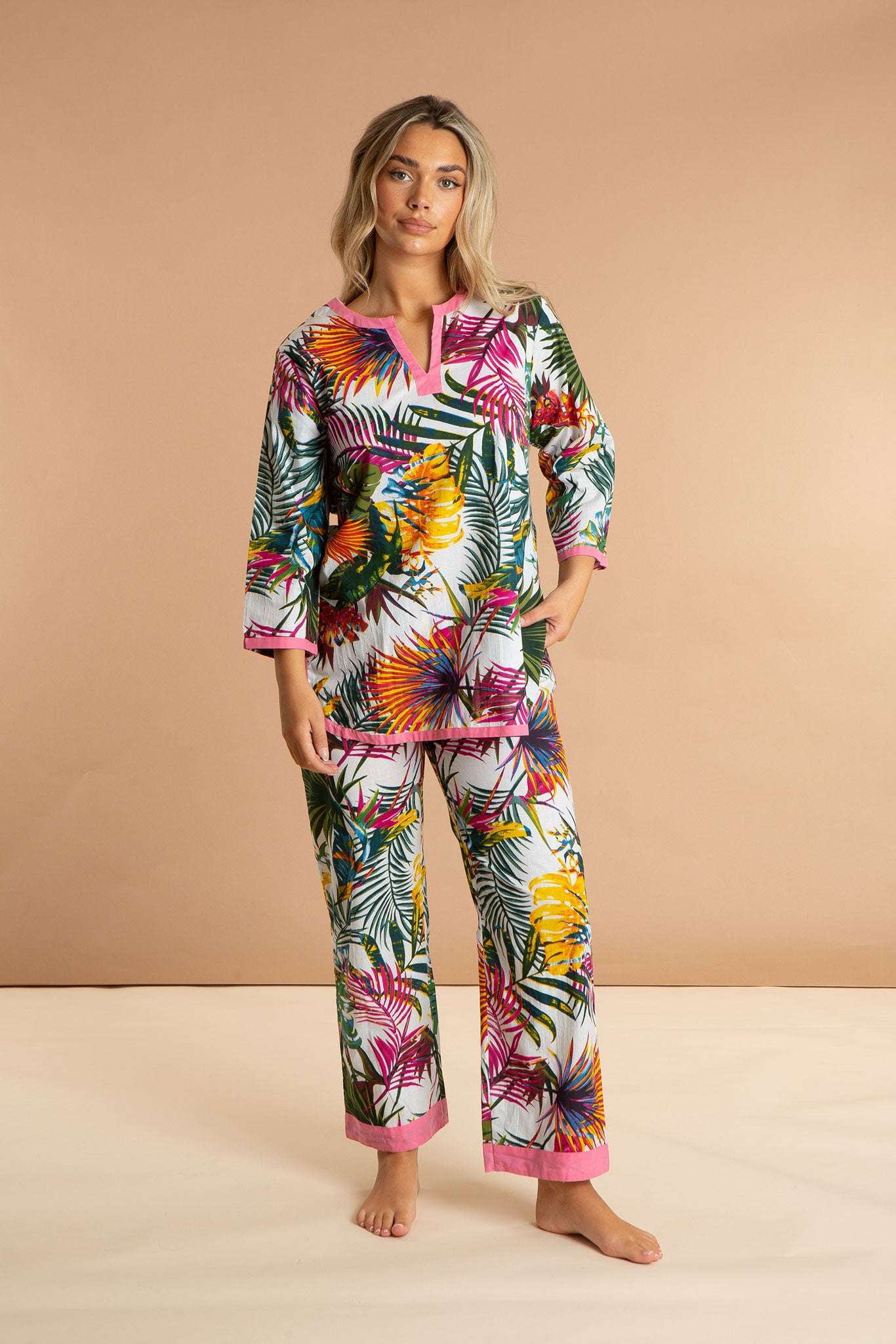 Bora Bora Women's Floral Cotton Pyjama Trouser Set inara
