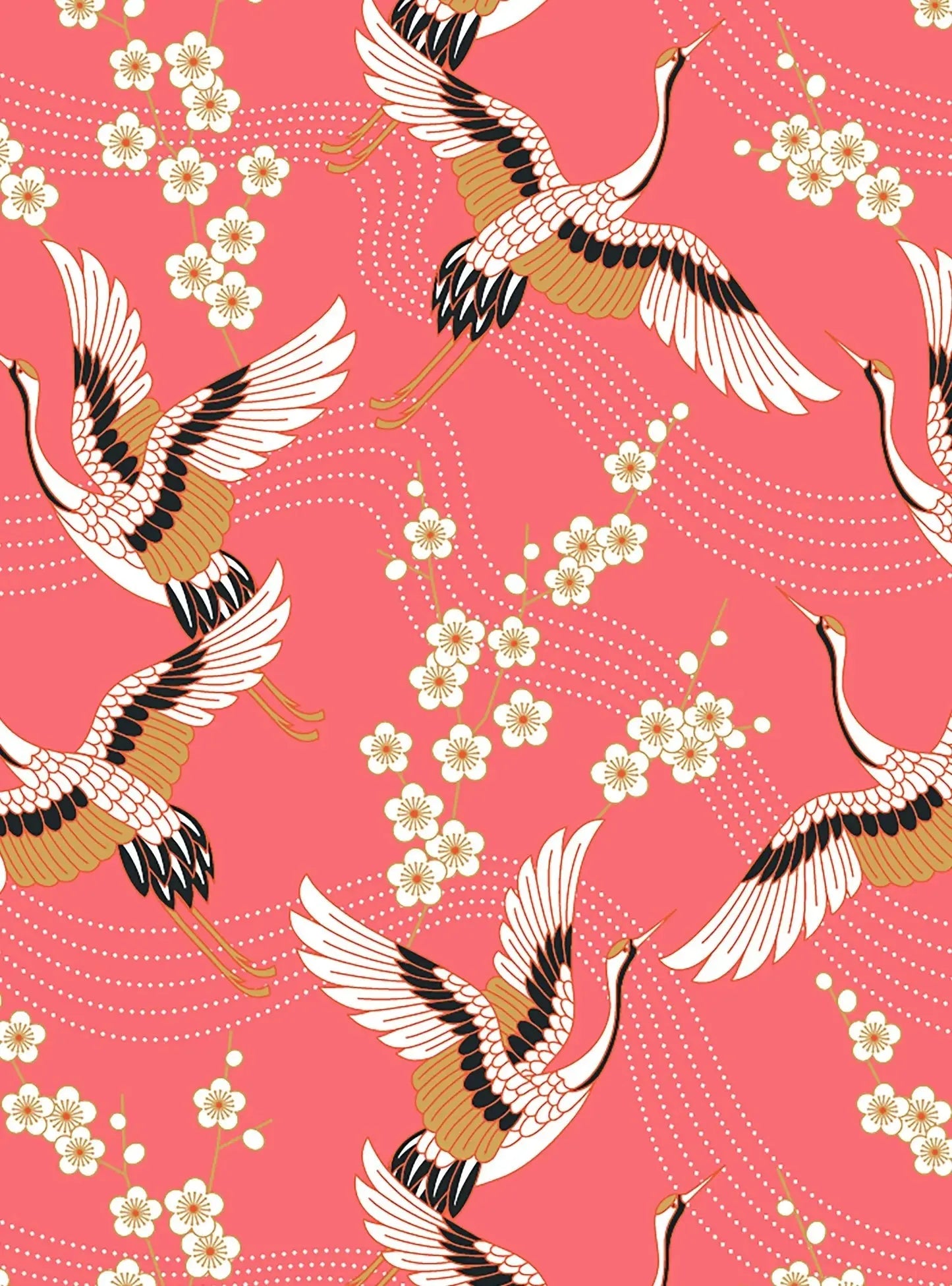 Japanese Crane on Coral Women's Organic Cotton Nightshirt Myza