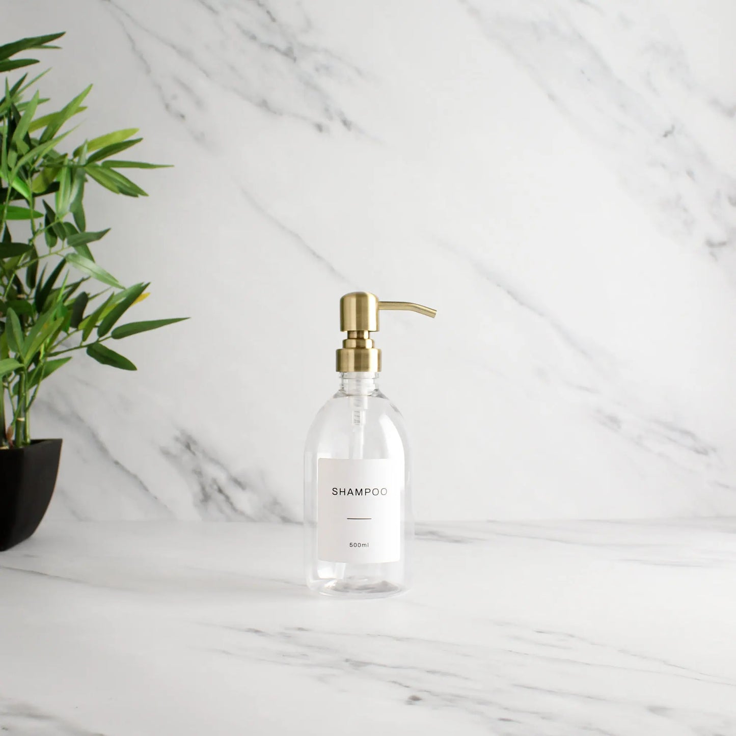 Labelled Clear Plastic Dispenser Bottle With Gold Pump Namie Home