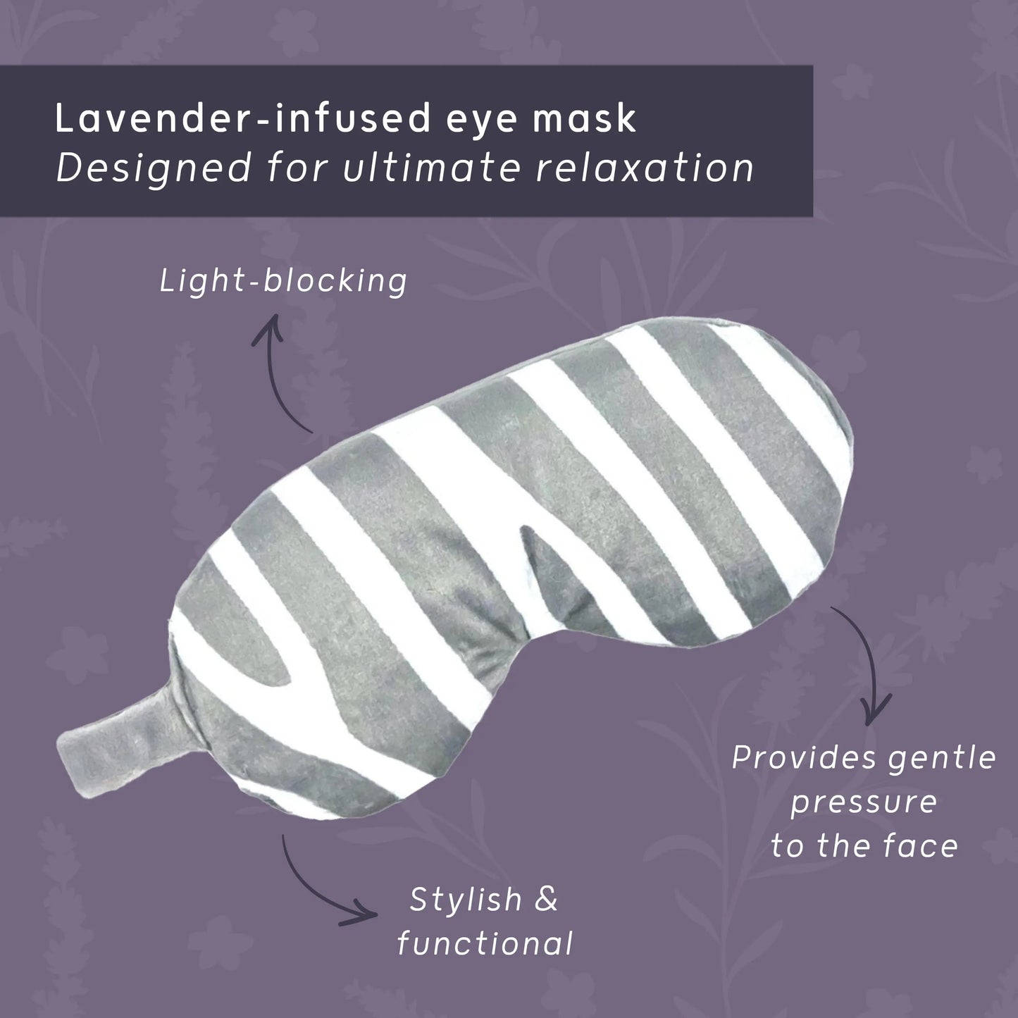 Lavender Deep Pressure Therapy Eye Mask - Zebra Print SMUG
