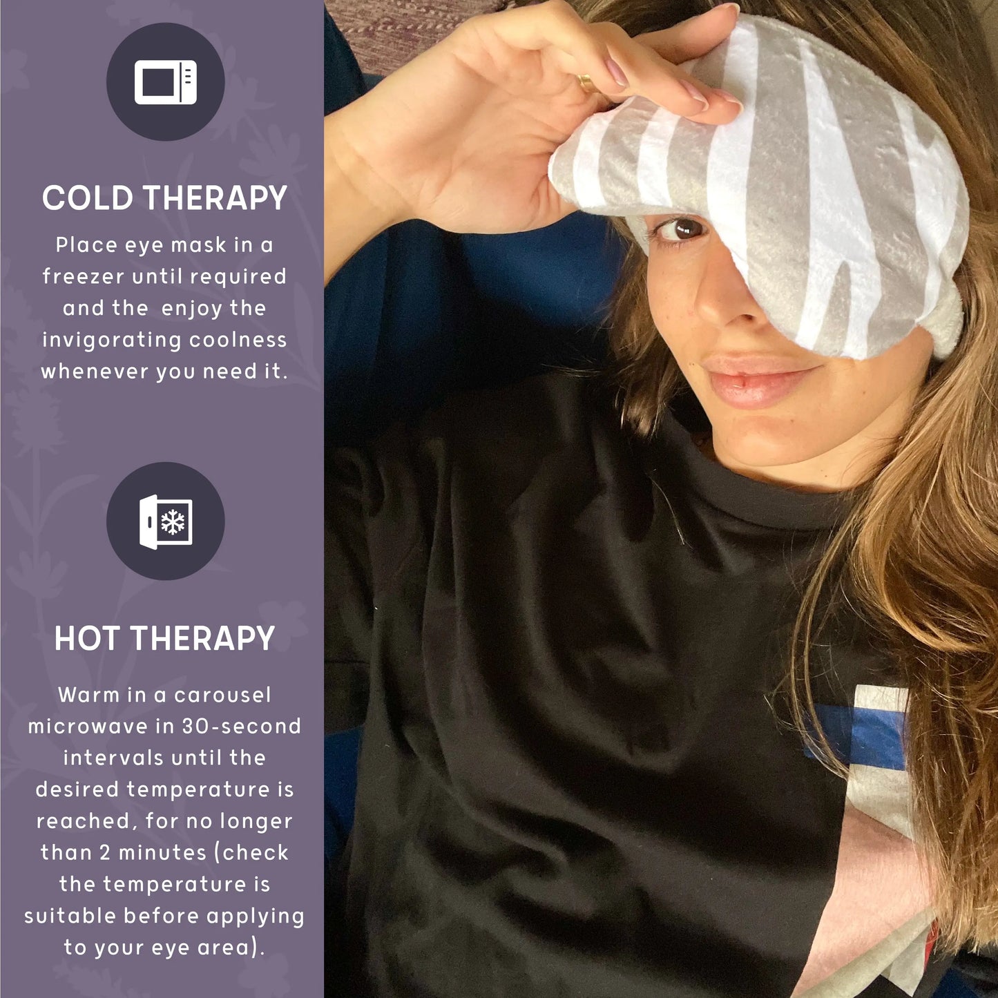 Lavender Deep Pressure Therapy Eye Mask - Zebra Print SMUG