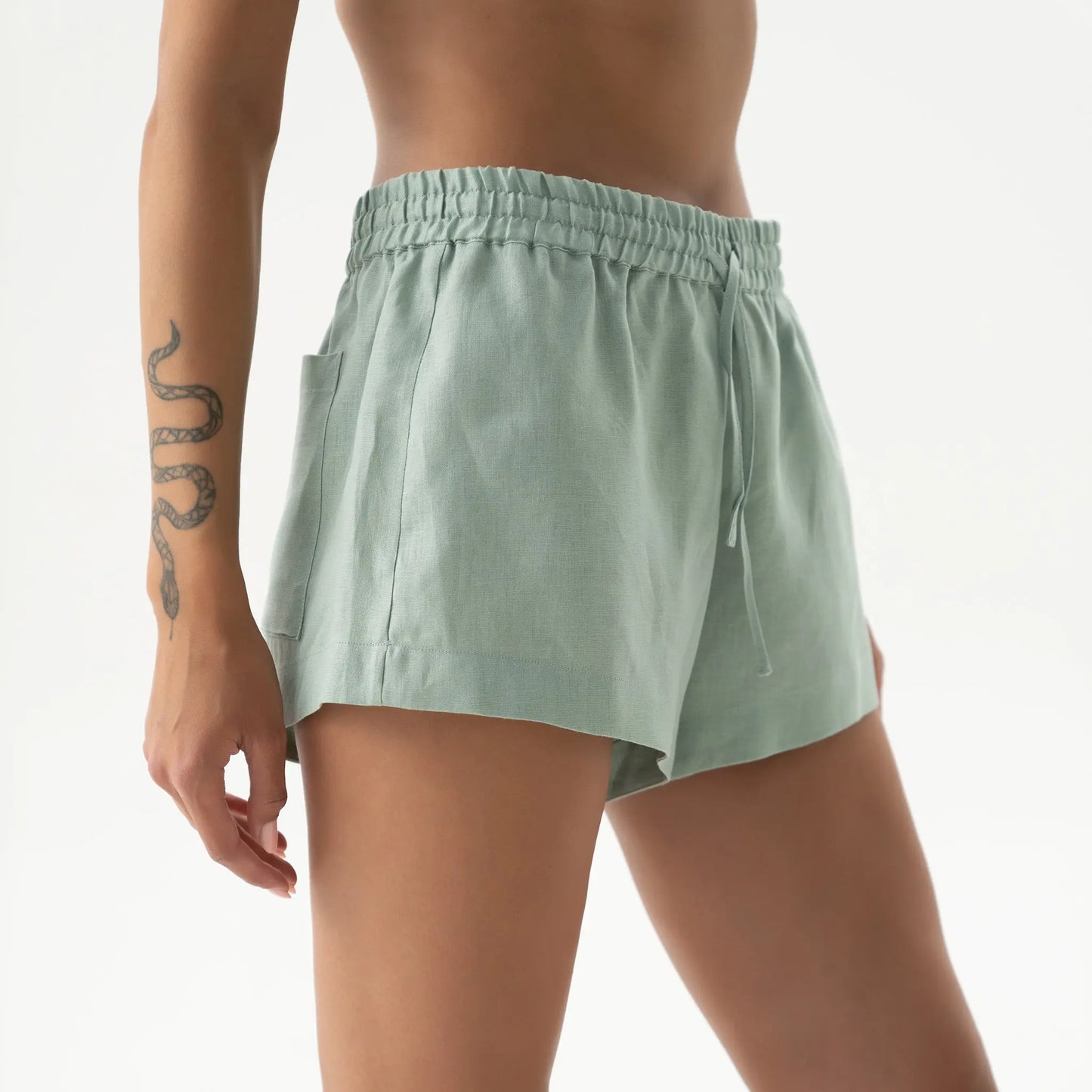 Linen Spirit Shorts Sage Green NOKAYA