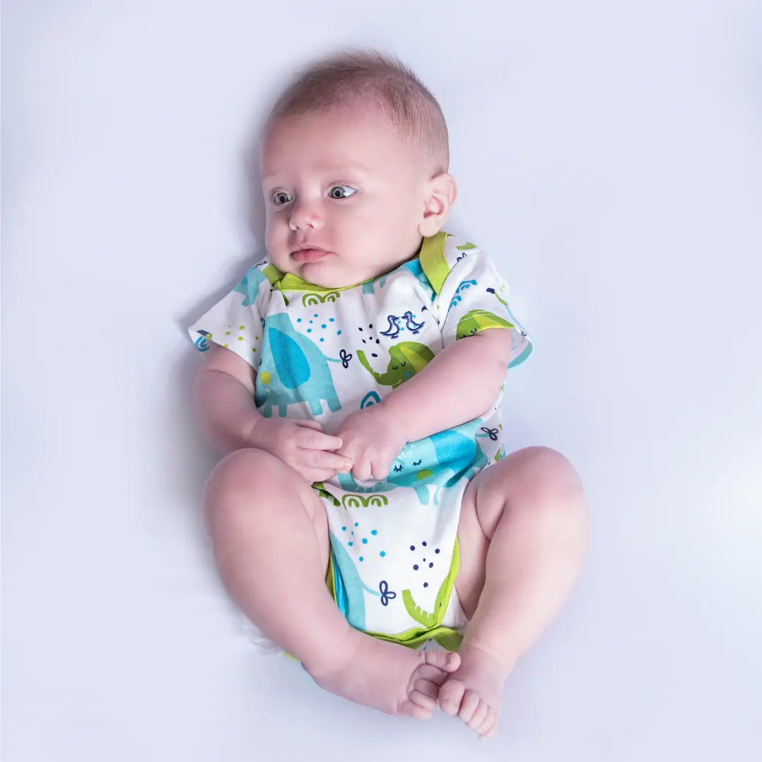 Little Elephant Print Boys Pack of 2 Baby Vests Luca and Rosa