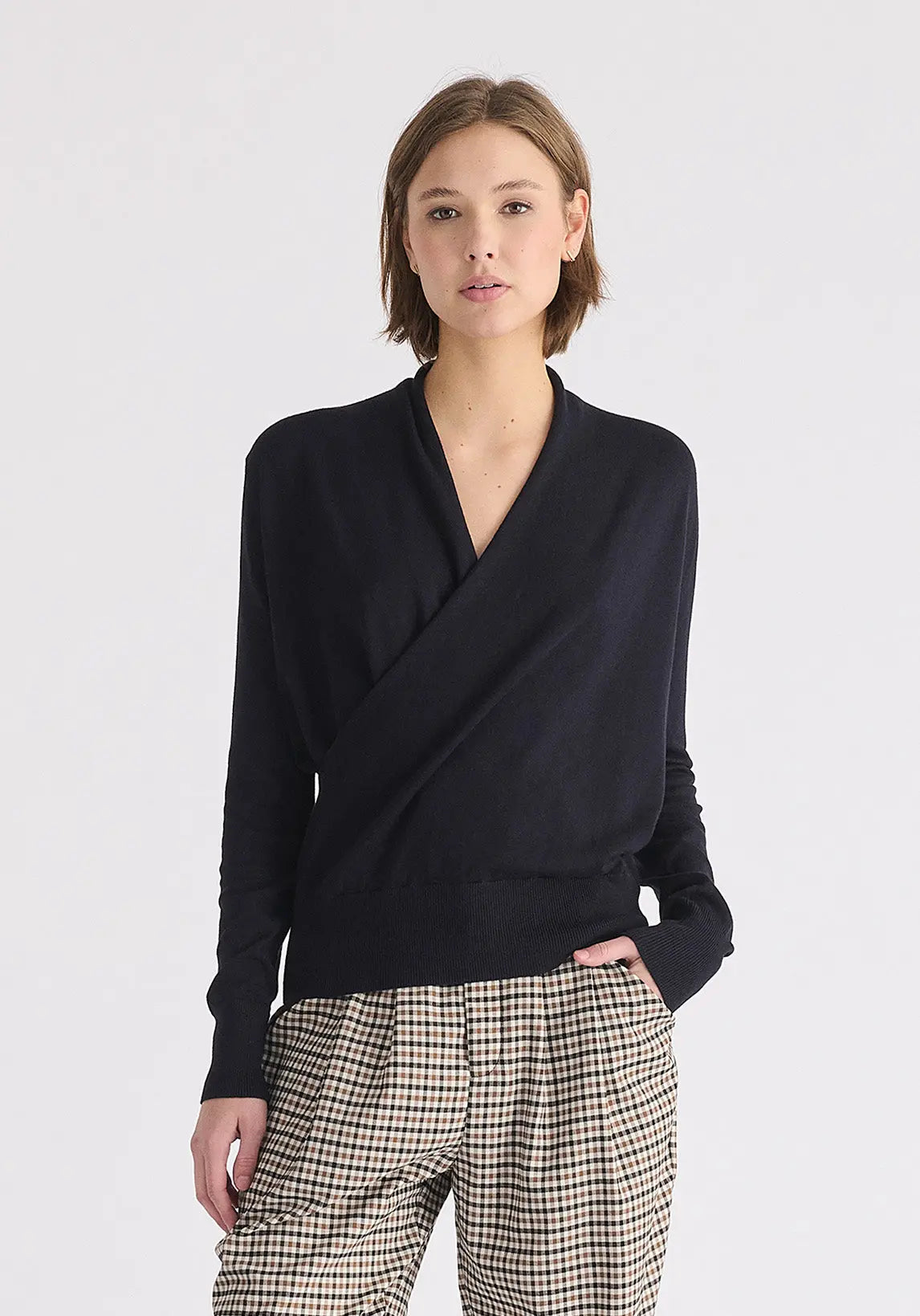 Long Sleeve Knitted Wrap Top Paisie