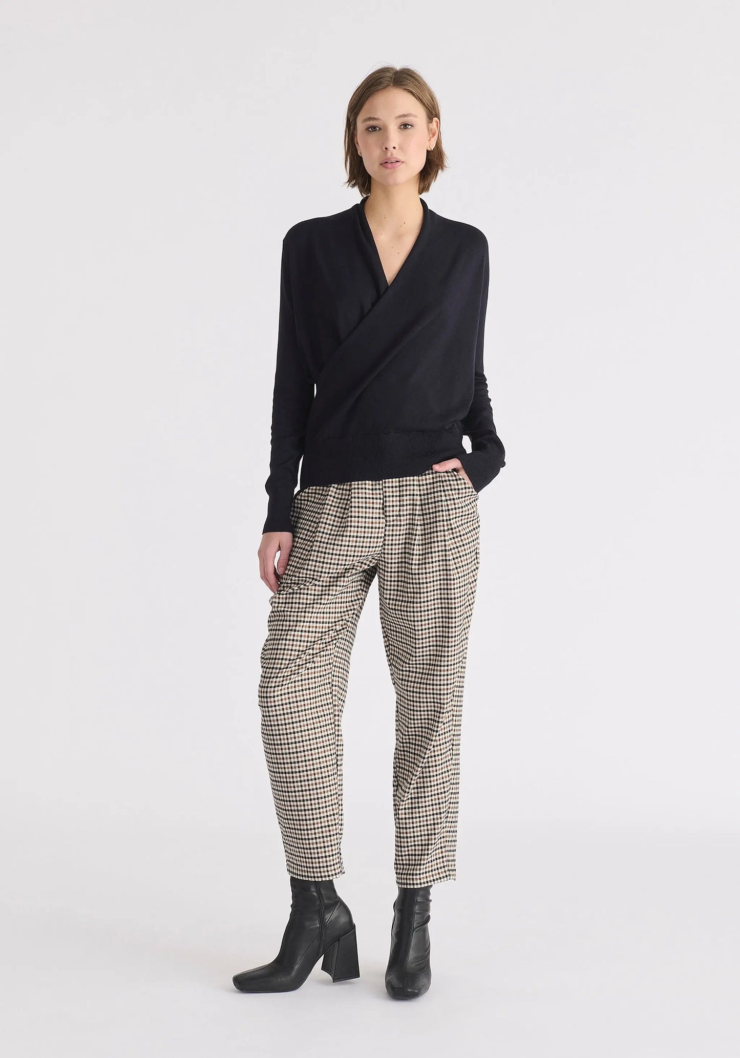 Long Sleeve Knitted Wrap Top Paisie